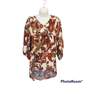 Est. 1946 Bohemian Paisley V-Neck Top   Size XL  NEW